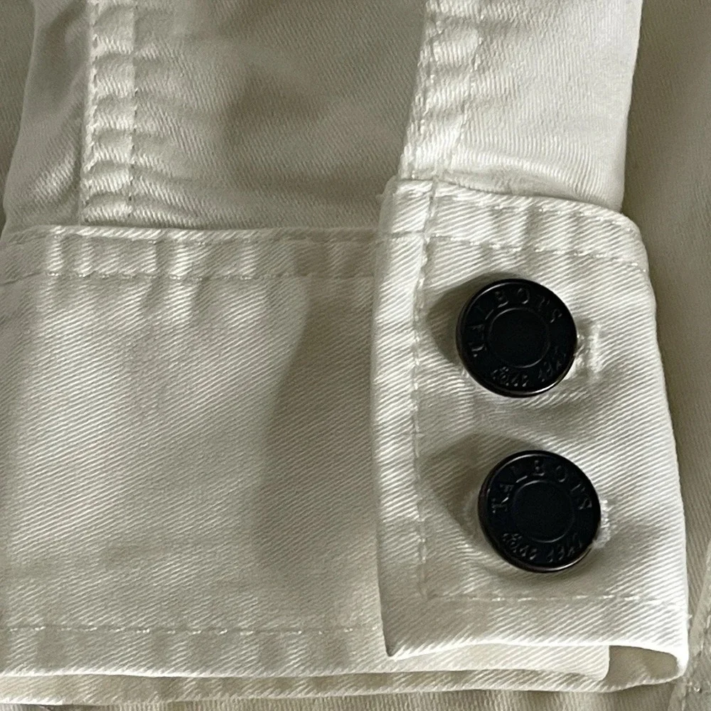 Talbots White Jacket Women's Size 2 Denim-Style Cotton Blend Stretch Button EUC